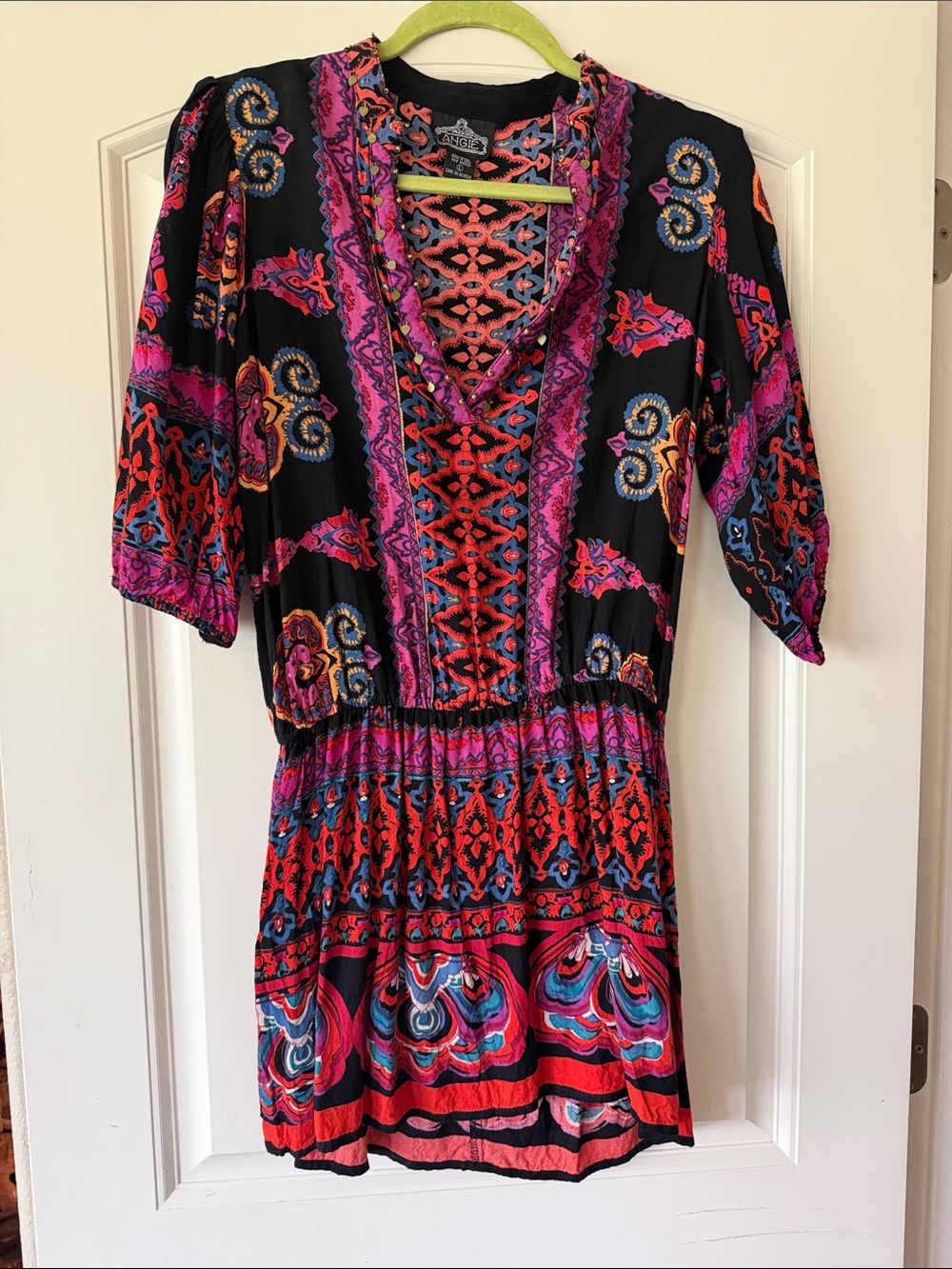 Boho V-Neck Multicolor Patterned Women’s Dress